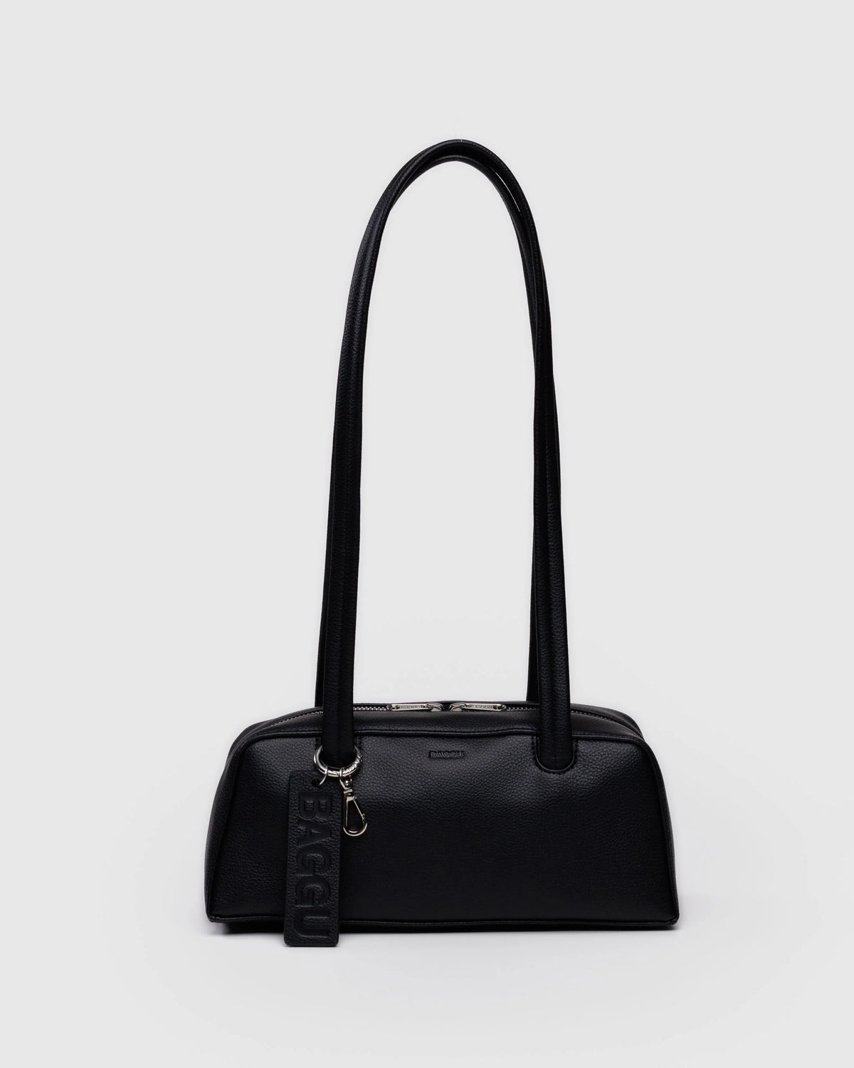 Small Recycled Leather Bowler Bag Black